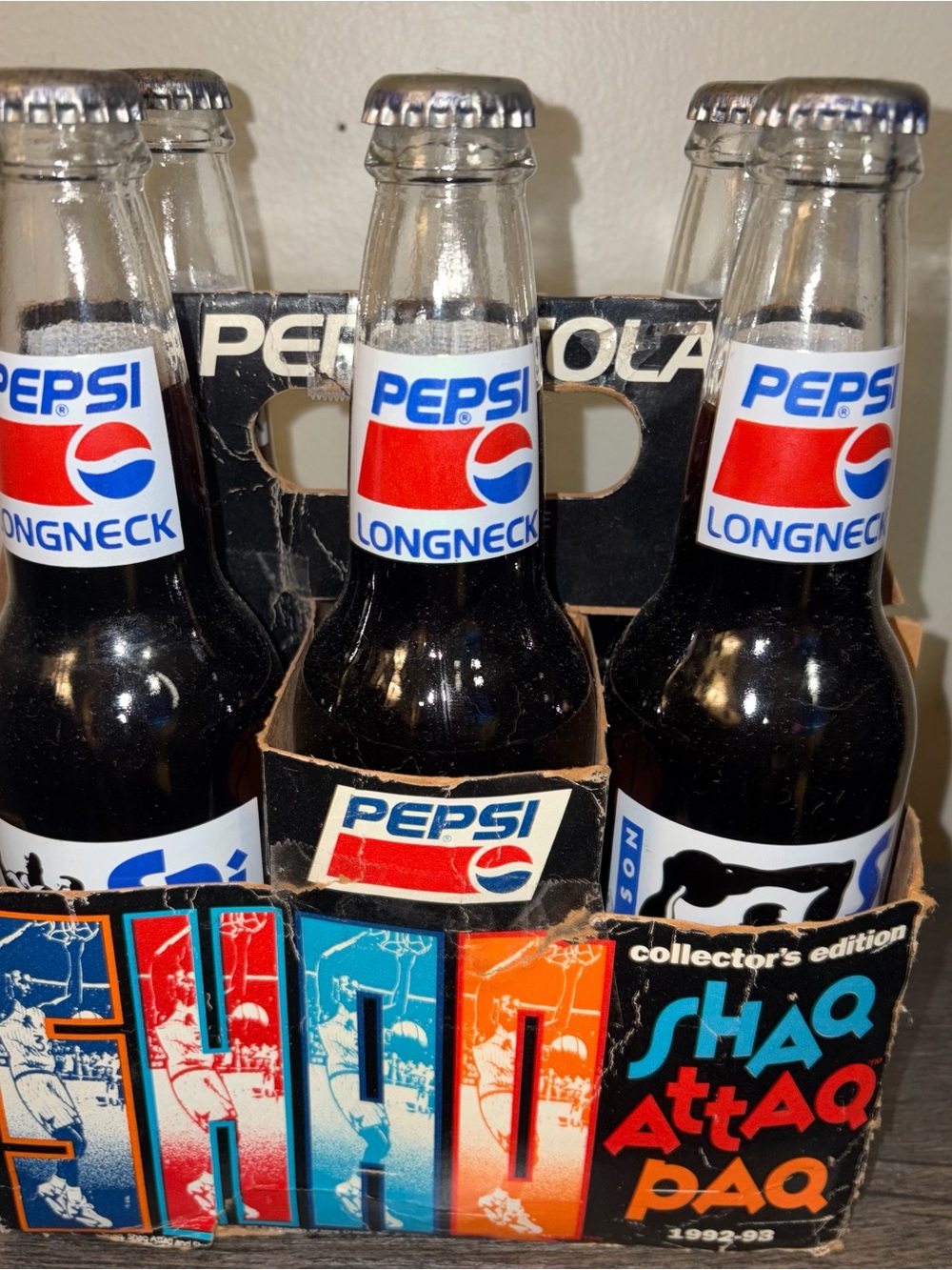 Pepsi Shaq Attaq Rookie year Collector Edition Six-Pack Red, Blue, White Labels